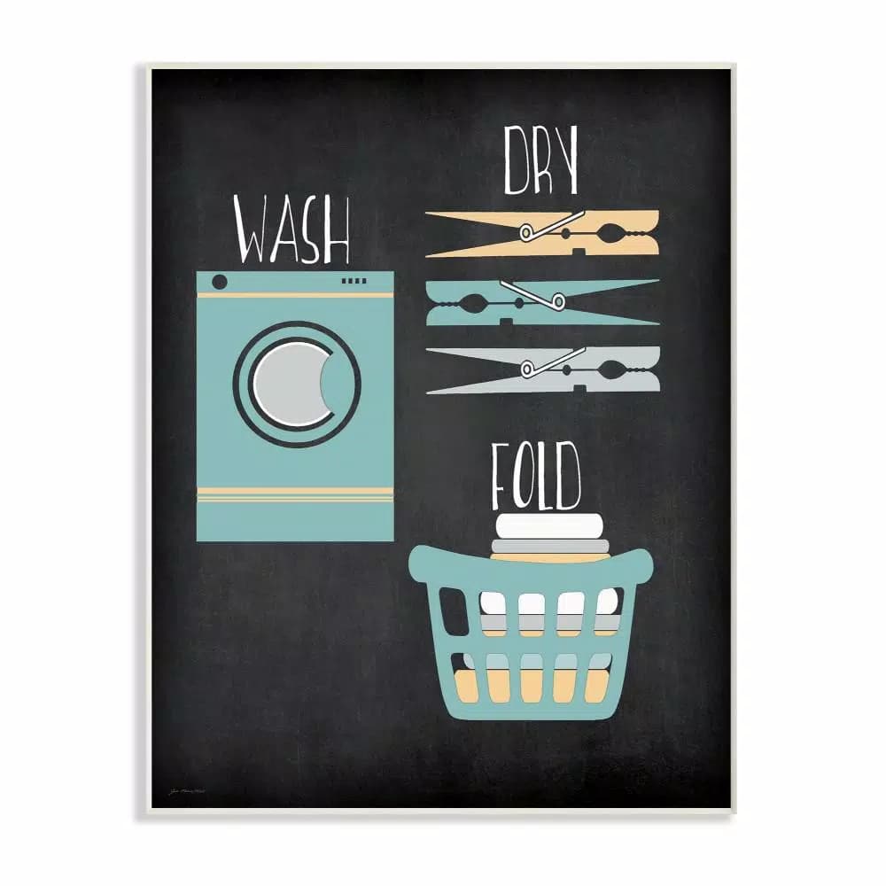 Stupell Industries Wash Dry Fold Illustration Wood Wall Art, 10 x 15 in.