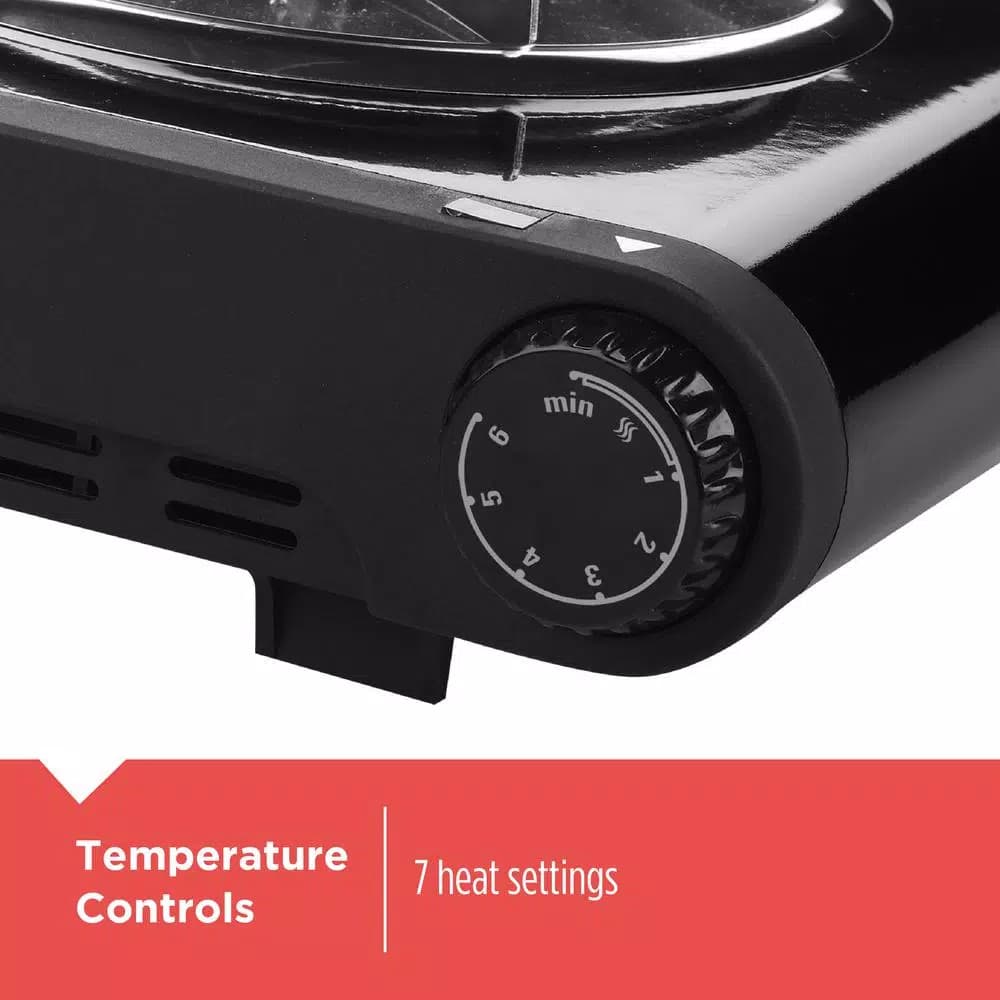 BLACK+DECKER 6 in. Single Burner Portable Hot Plate with Variable Temperature Control, Black