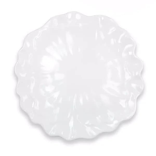 Q Squared Peony 16 in. Melamine Serving Platter, Round, White