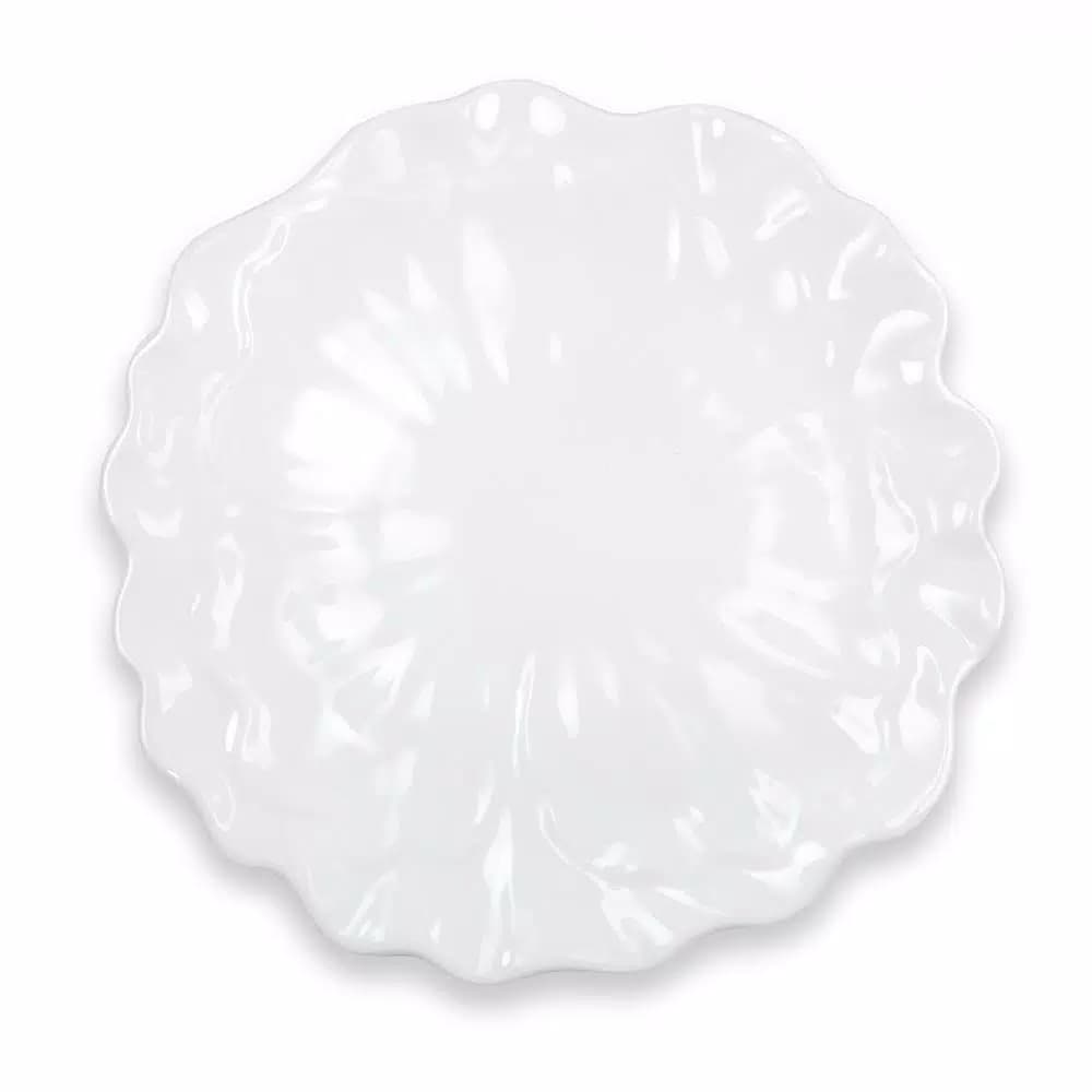 Q Squared Peony 16 in. Melamine Serving Platter, Round, White