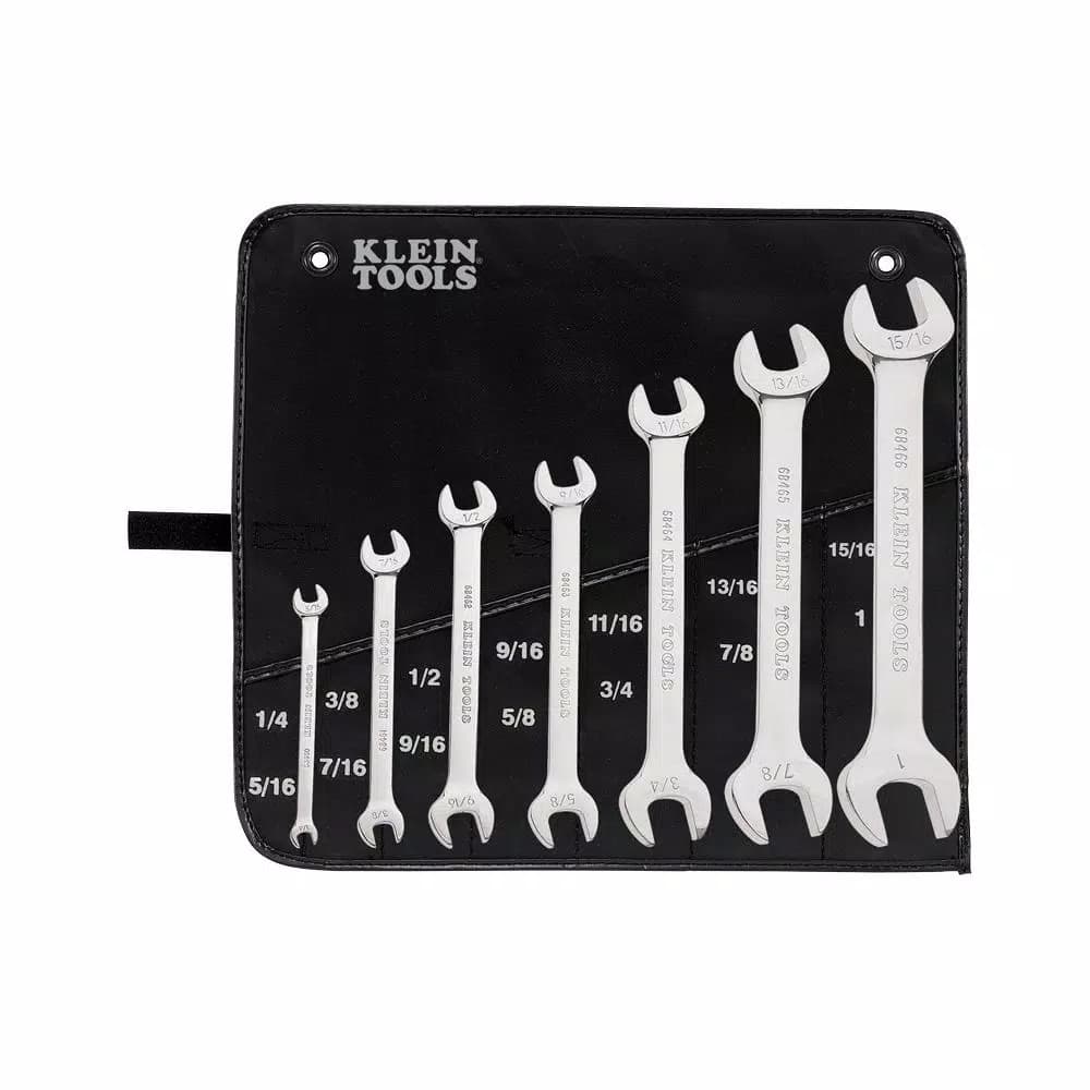 Klein Tools 7-Piece Open-End Wrench Set, Alloy Steel, 1/4 in. to 1 in.