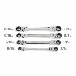 TEKTON 4-Piece Flex-Head Ratcheting Box End Wrench Set, 5/16 in. to 3/4 in. thumbnail 3