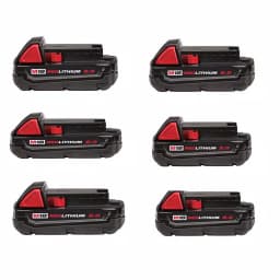 Milwaukee M18 REDLITHIUM 18V 2.0Ah Compact Lithium-Ion Battery Pack, 6-Pack thumbnail 1