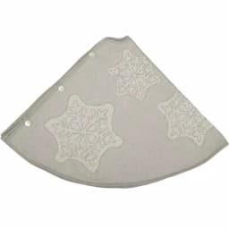 VHC Brands Ingrid 48 in. Ash Grey Farmhouse Christmas Tree Skirt with Appliqued Snowflakes thumbnail 3