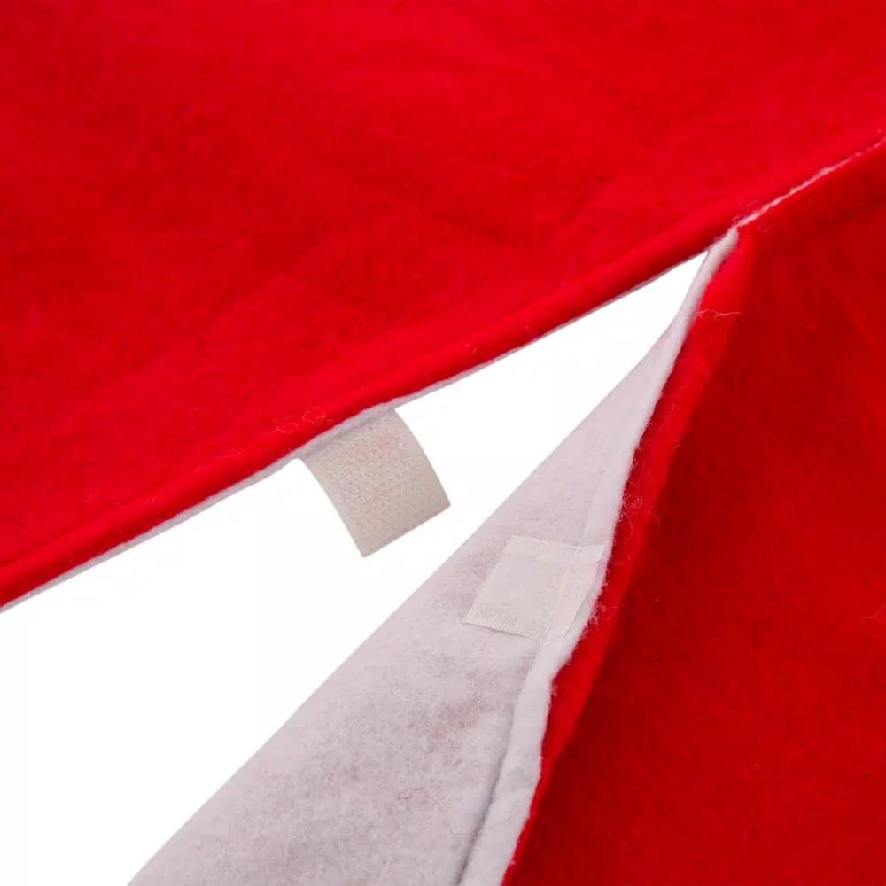 Glitzhome 48 in. Red and White Felt Christmas Tree Skirt