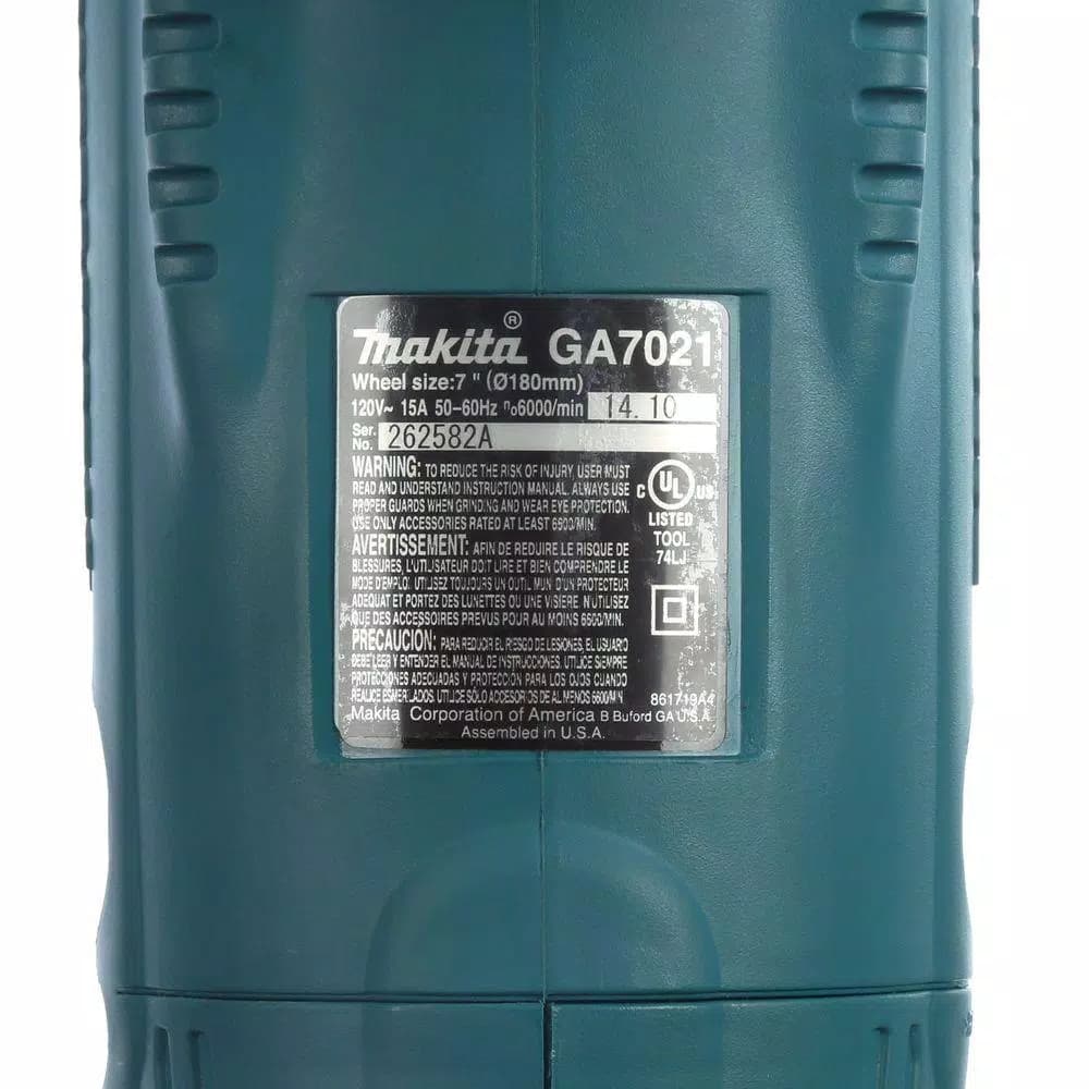 Makita 7 in. Corded Angle Grinder, 15 Amp, 6000 RPM with Grinding Wheel and Side Handle