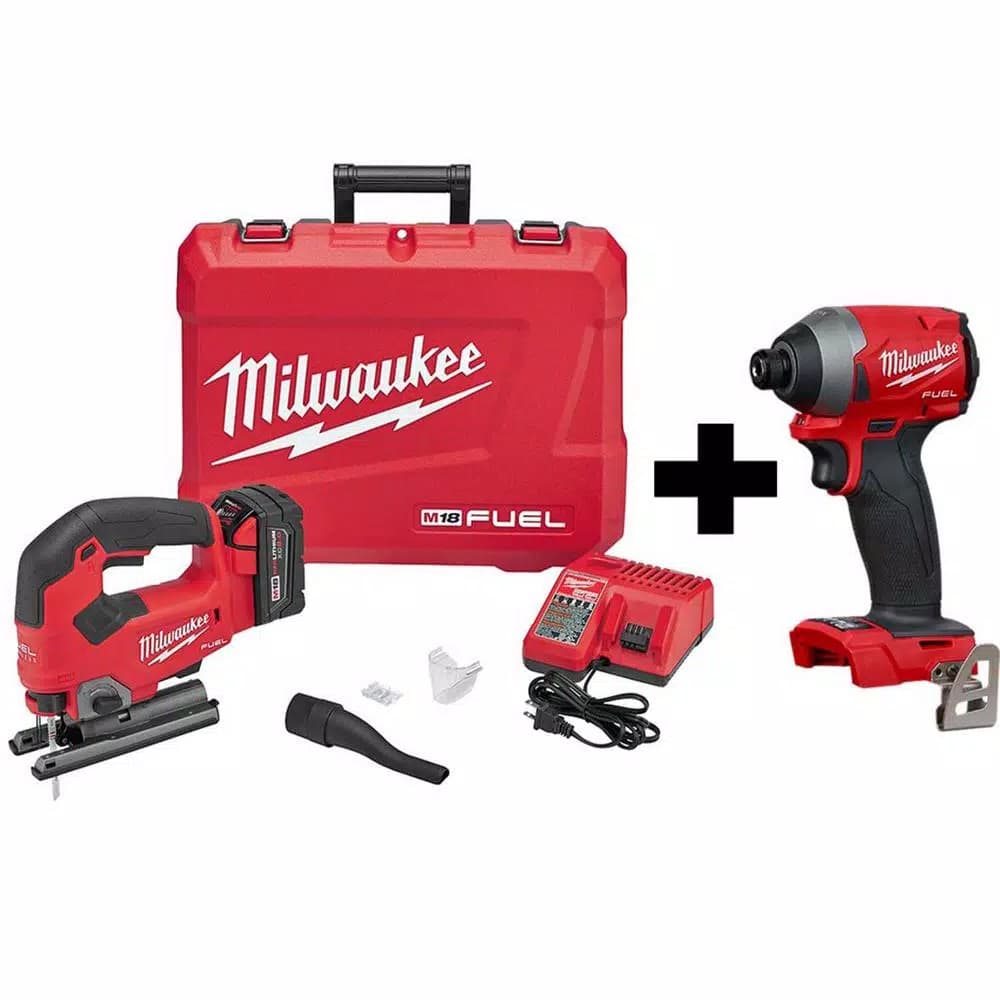 Milwaukee M18 FUEL 18V Brushless Cordless Jig Saw Kit with M18 FUEL 1/4 in. Hex Impact Driver