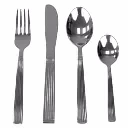 Unbranded Stripes 16-Piece 18/0 Stainless Steel Flatware Set, Silver Modern Silverware thumbnail 3