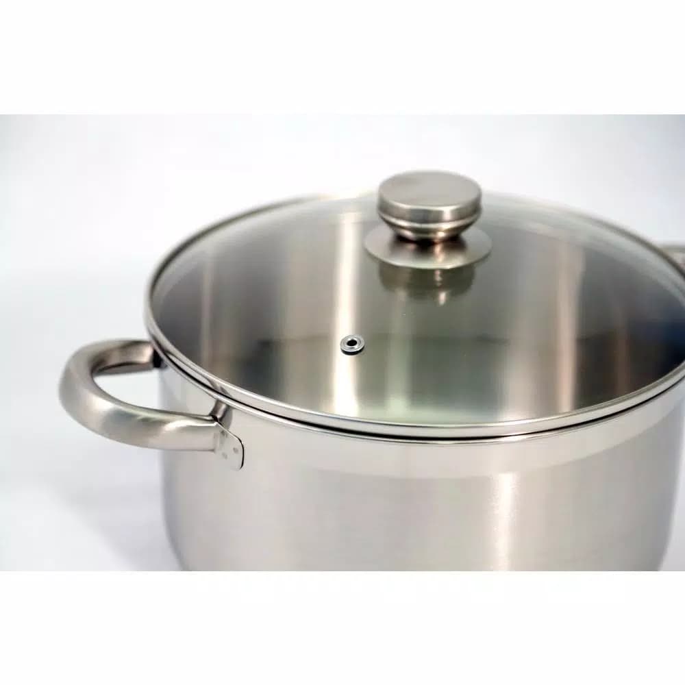 ExcelSteel 7-Piece 18/10 Stainless Steel Cookware Set with Brushed Finish