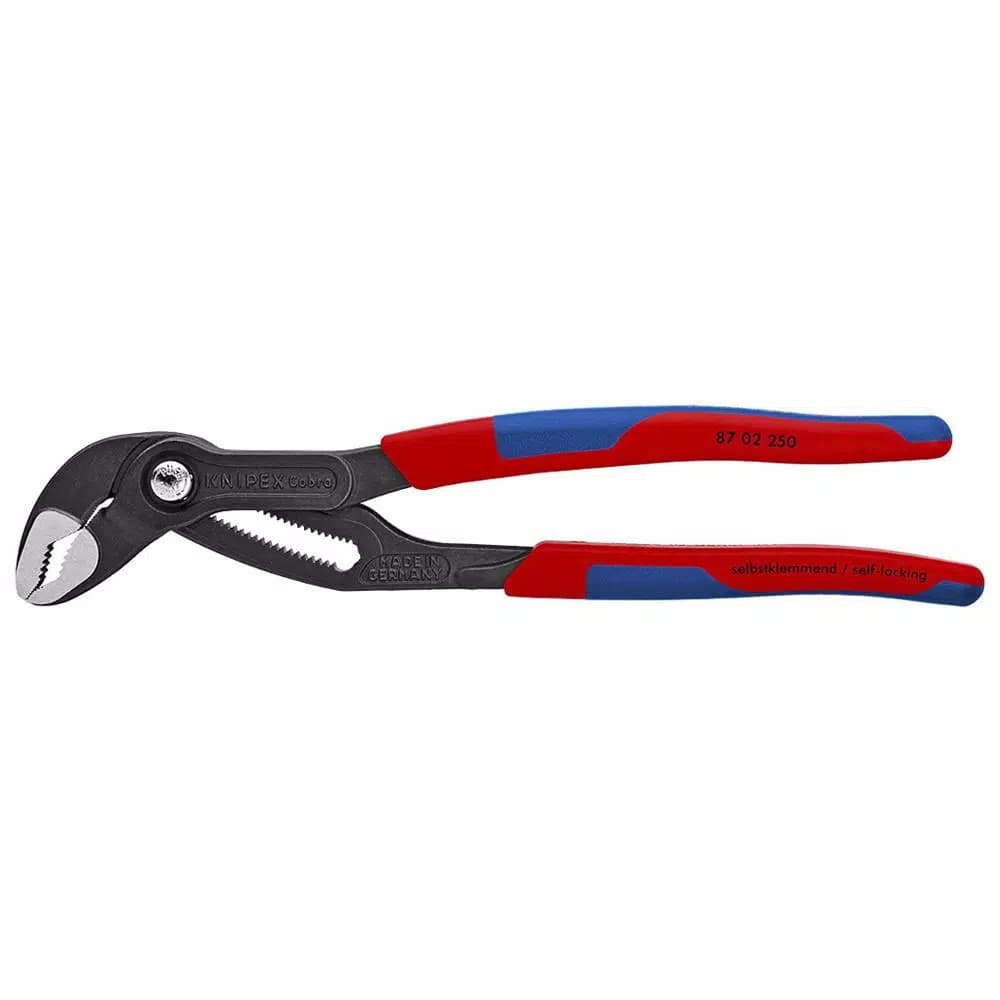 Knipex 10 in. Cobra Pliers, Forged Steel, 61 HRC Hardened Teeth, Multi-Component Comfort Grip