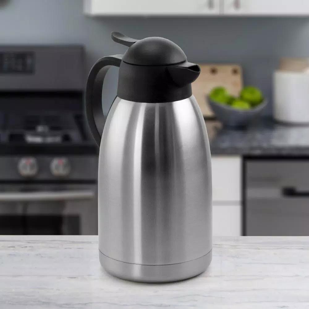 MegaChef 67.6 fl. oz. Stainless Steel Thermal Beverage Carafe with Black Lid