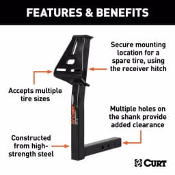 CURT Hitch-Mounted Spare Tire Mount for 2" Receiver thumbnail 2