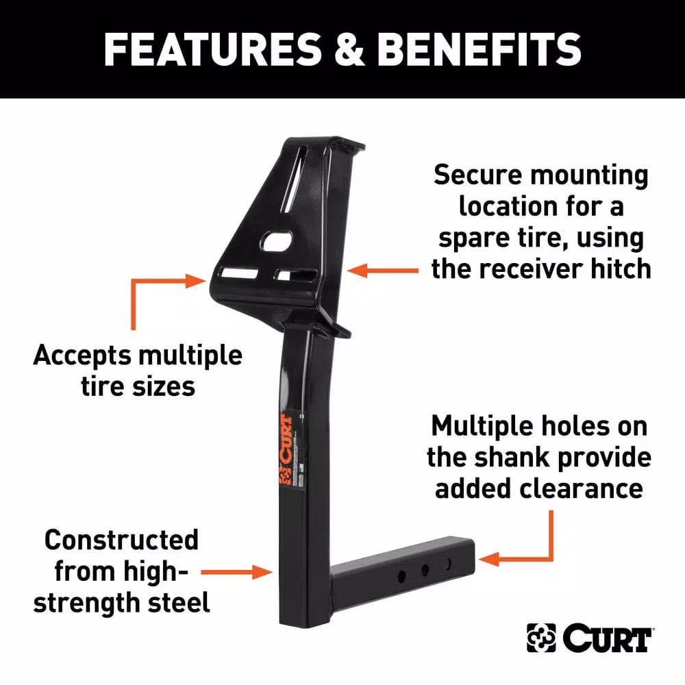 CURT Hitch-Mounted Spare Tire Mount for 2" Receiver