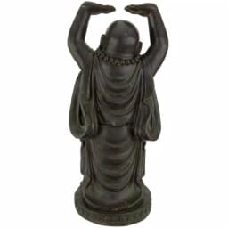 Oriental Furniture 36 in. Tall Laughing Buddha Standing Statue - Brown Resin thumbnail 3