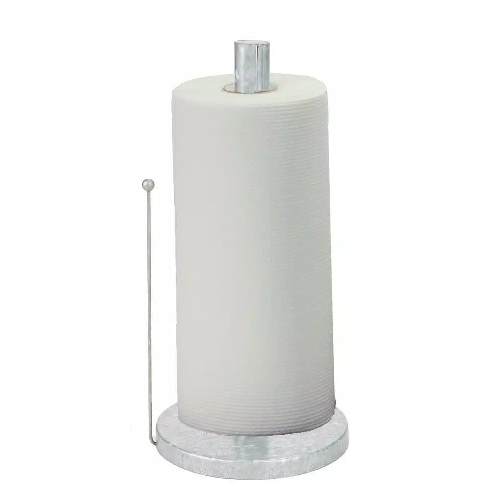 Mind Reader Silver Galvanized Steel Freestanding Paper Towel Holder - Multi-Purpose Countertop Stand