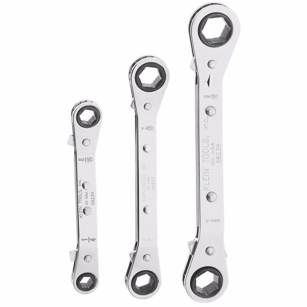 Klein Tools 3-Piece Reversible Ratcheting Offset Box Wrench Set with Pouch