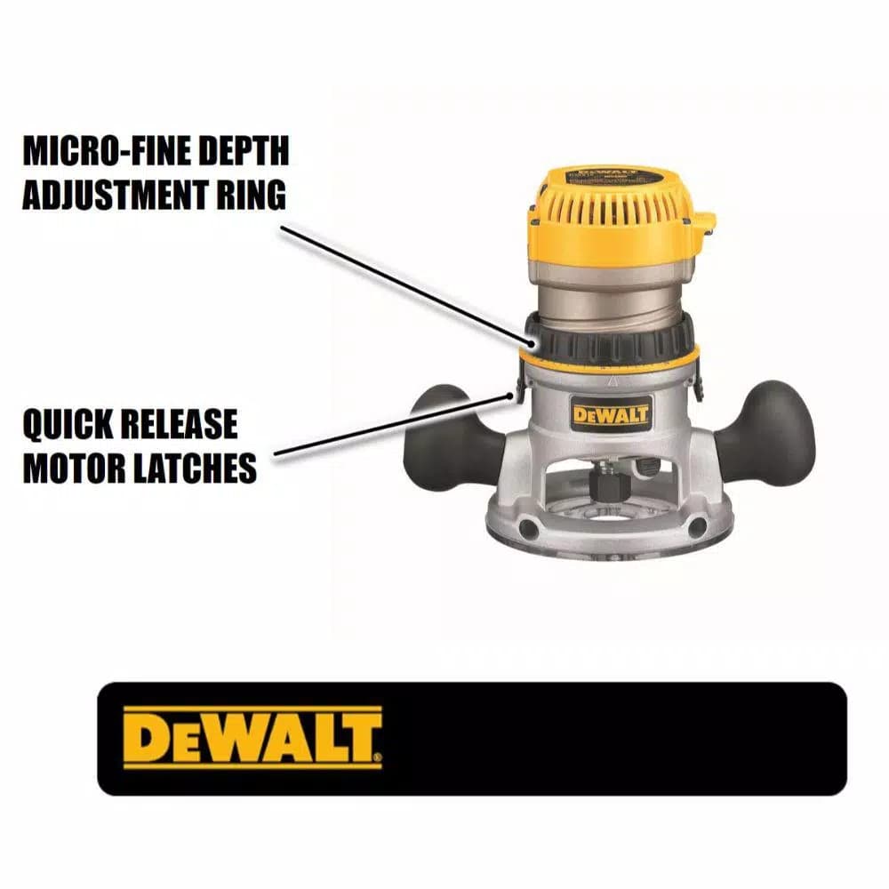 DEWALT 2-1/4 HP 12 Amp Electronic Variable Speed Fixed Base Router with Soft Start