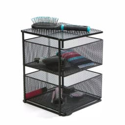Mind Reader Rotating 2-Tier All-Purpose Organizer Shelf with Magnetic Baskets and Top Shelf, Black thumbnail 4