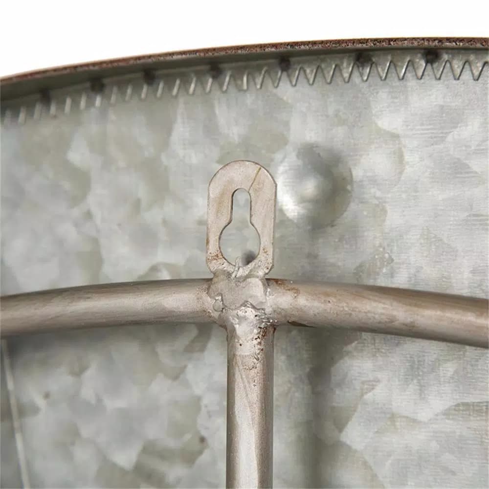 Glitzhome 38.98 in. Oversized Farmhouse Metal Wall Clock - Round Quartz Analog Clock