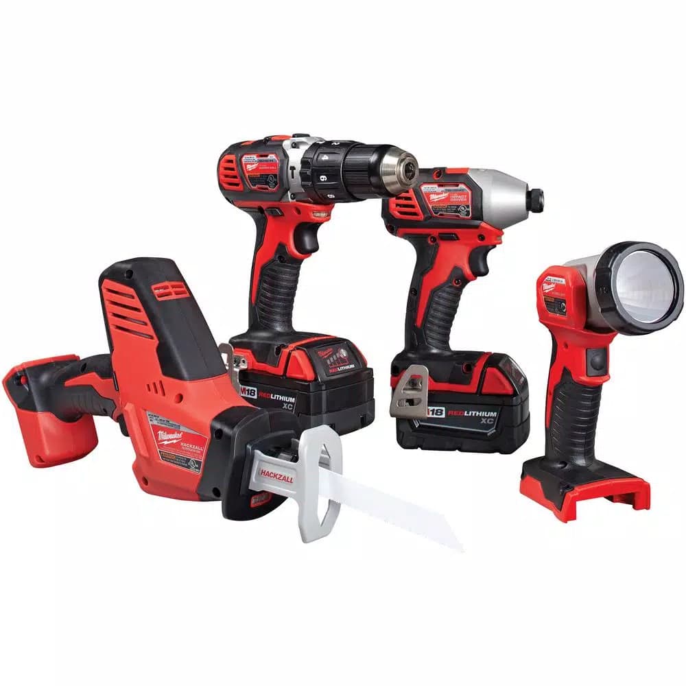 Milwaukee M18 18V Lithium-Ion Cordless 4-Tool Combo Kit with Grinder and Blower