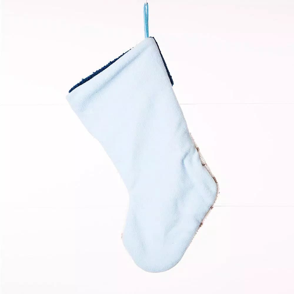 Glitzhome 19 in. Nautical Anchor Hooked Christmas Stocking, Navy Blue and White