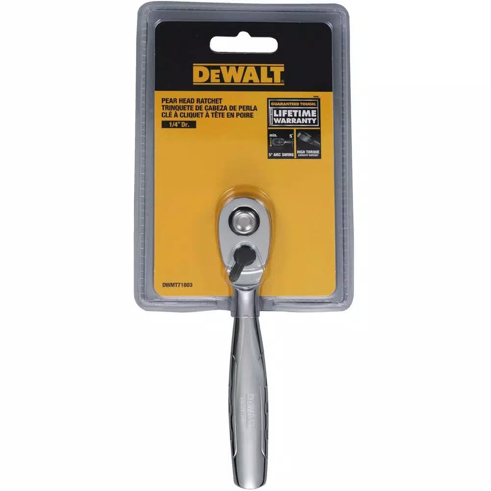 DEWALT 1/4 in. Drive Pear Head Ratchet, 72-Tooth High Torque Design