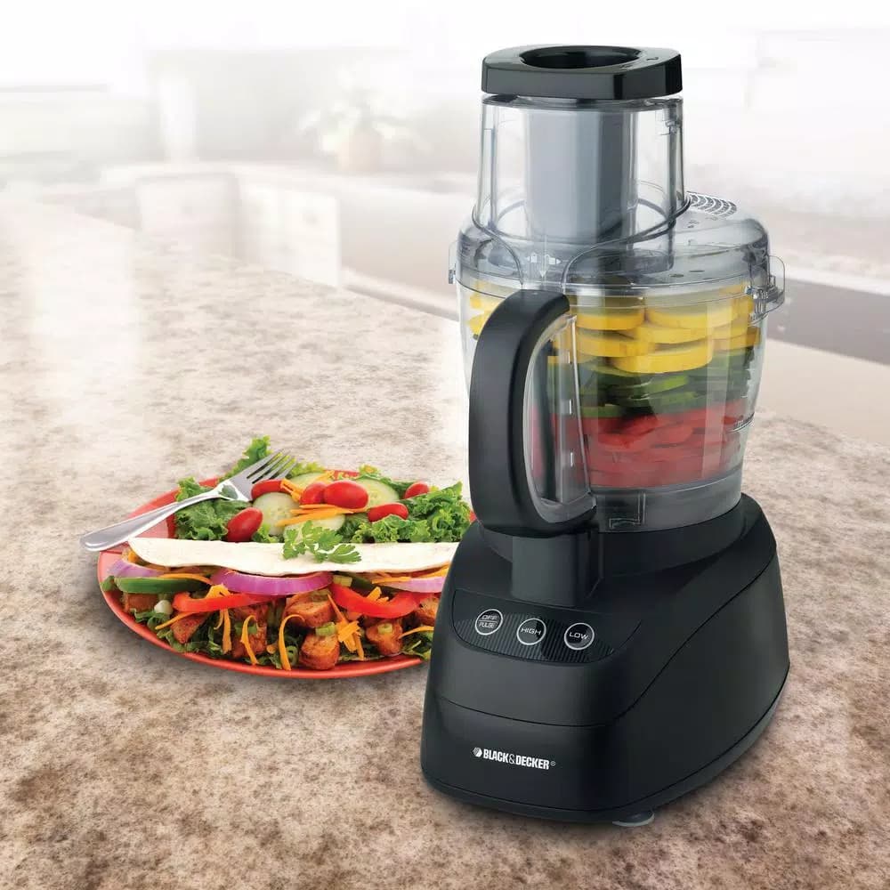 BLACK+DECKER Power Pro Wide-Mouth 10-Cup 2-Speed Food Processor, 500W, Black