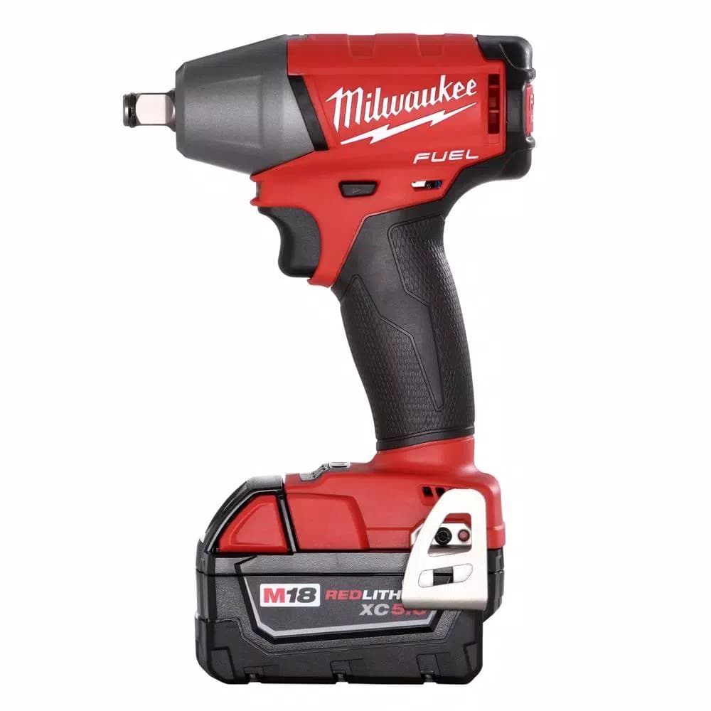 Milwaukee M18 FUEL 1/2 in. Compact Impact Wrench Kit with Two 5 Ah Batteries and Charger