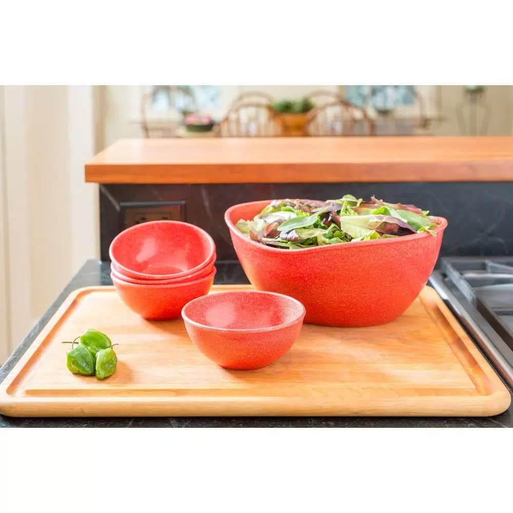 Unbranded EVO Sustainable Goods Red Wood-Plastic Composite Serving Bowl Set, 5-Piece