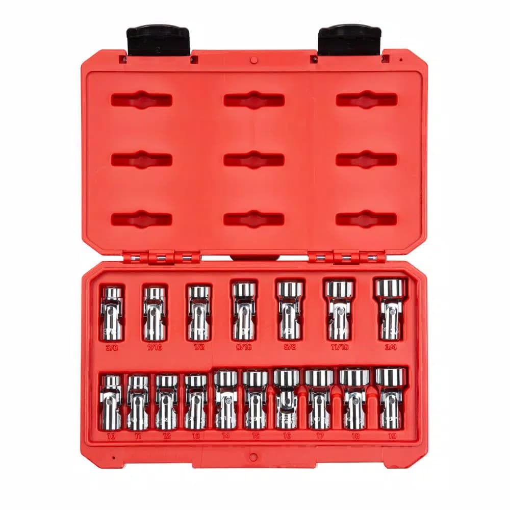 TEKTON 3/8 in. Drive Universal Joint Socket Set, 17-Piece 6-Point SAE & Metric