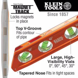 Klein Tools 8 in. Aluminum Torpedo Billet Level with Rare Earth Magnets thumbnail 2