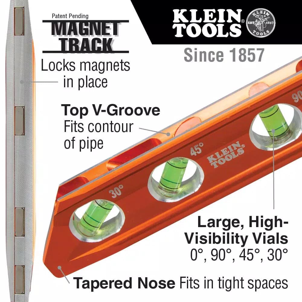 Klein Tools 8 in. Aluminum Torpedo Billet Level with Rare Earth Magnets