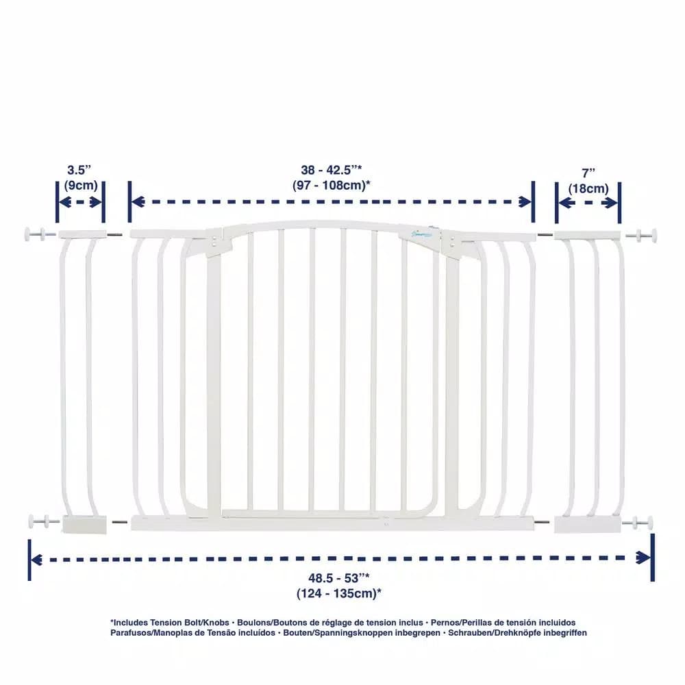 Dreambaby Chelsea Extra Wide Auto-Close Security Gate with Extensions, White