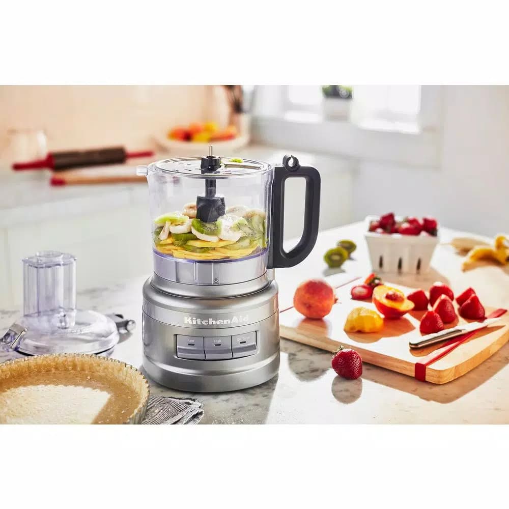 KitchenAid 7-Cup 3-Speed Contour Silver Food Processor with Locking Lid and Stainless Steel Blades