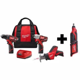 Milwaukee M12 12V Lithium-Ion Cordless 3-Tool Combo Kit with Rotary Tool thumbnail 1