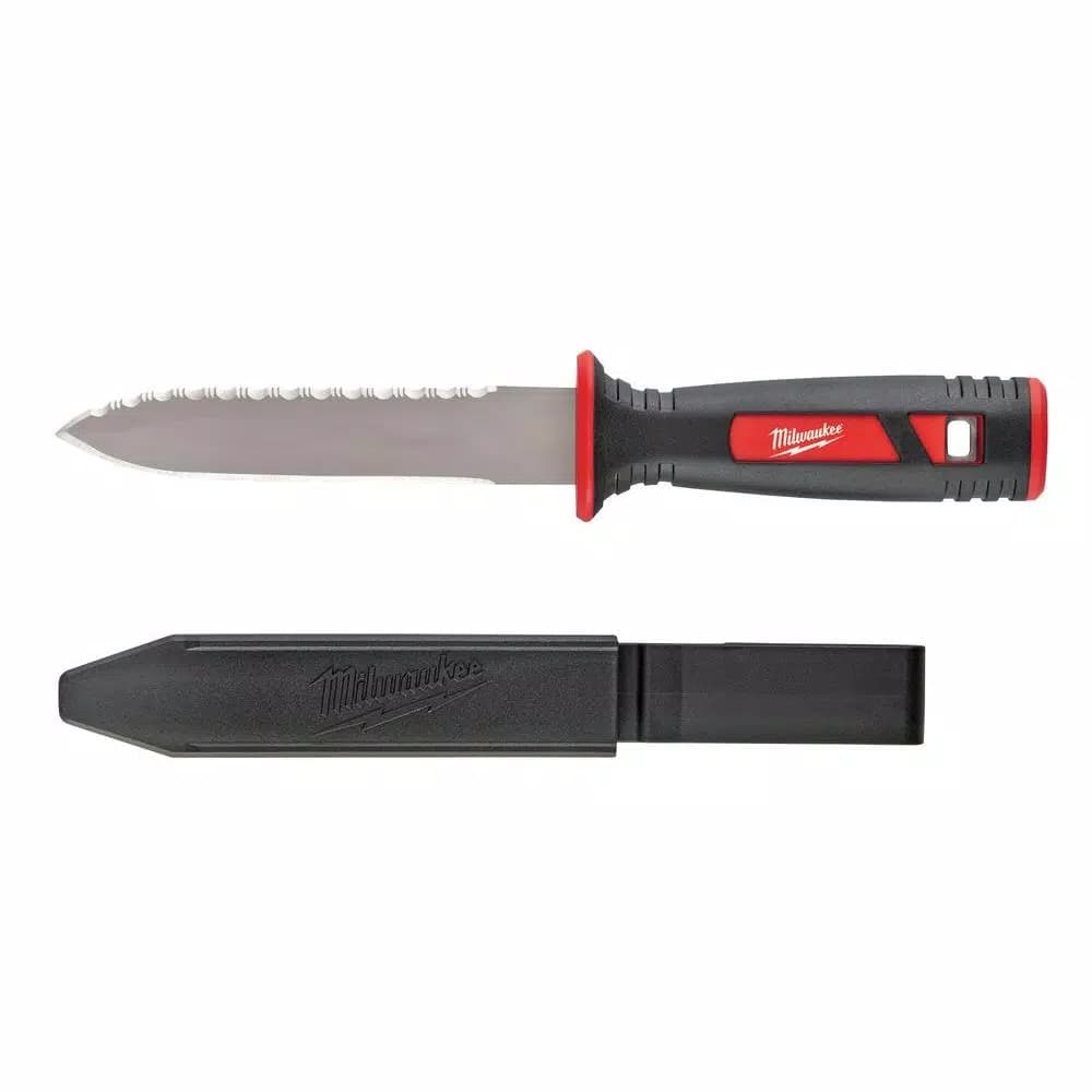 Milwaukee 11 in. Stainless Steel Partially Serrated Duct Knife with Sheath