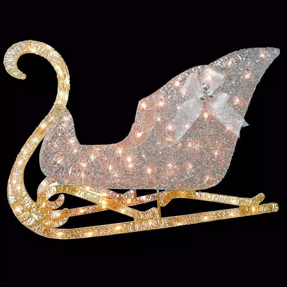 National Tree Company 48 in. Santa's Sleigh Yard Stake Decoration with 100 Clear LED Lights