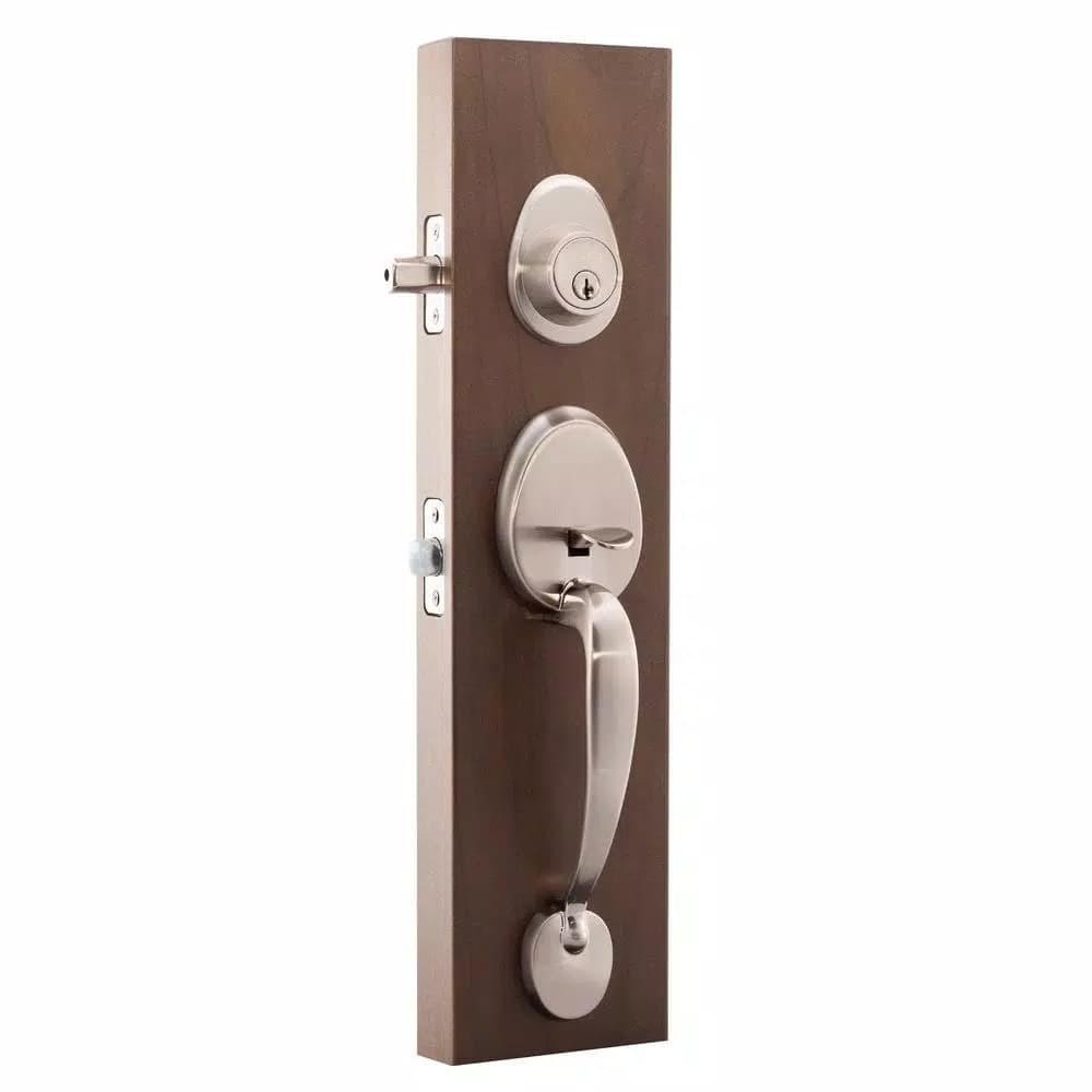 Copper Creek Colonial Handleset with Waverly Lever Trim, Satin Stainless Steel