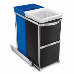 simplehuman 35-Liter Commercial-Grade Under-Counter Pull-Out Dual Recycling Trash Can, Stainless Steel thumbnail 1
