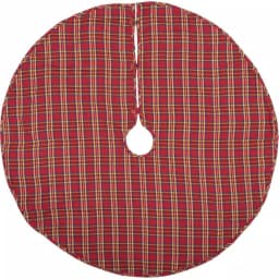 VHC Brands 48 in. Galway Barn Red Plaid Rustic Christmas Tree Skirt thumbnail 1
