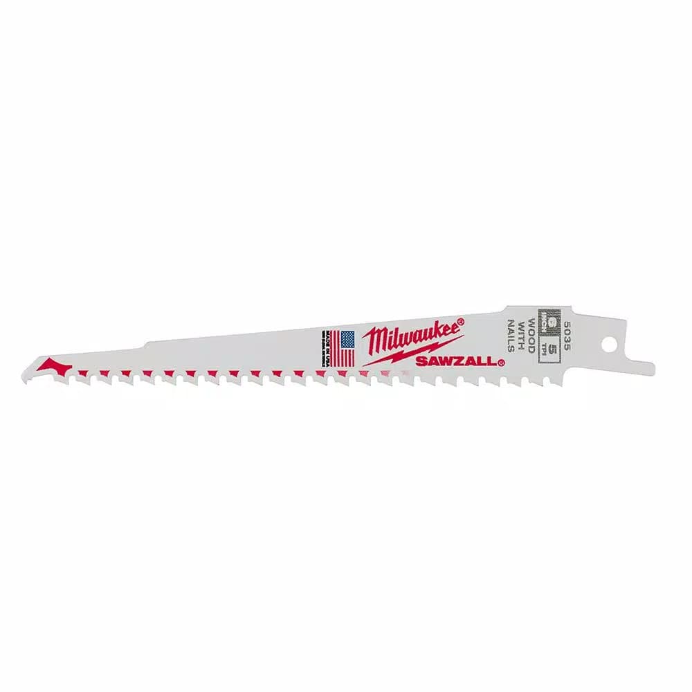 Milwaukee 6 in. 5 TPI Bi-Metal Reciprocating Saw Blades, 10 Pack