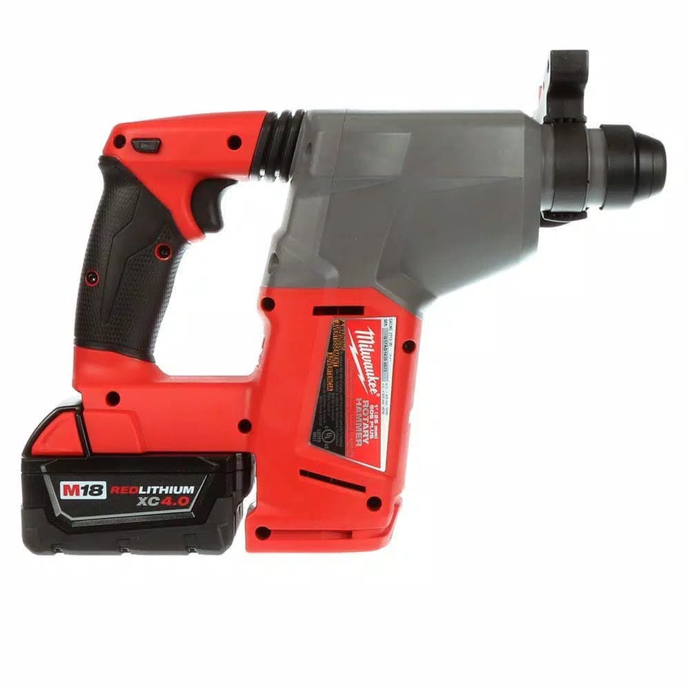 Milwaukee M18 FUEL 1 in. SDS-Plus Cordless Rotary Hammer Kit with Two 5.0 Ah Batteries and Charger