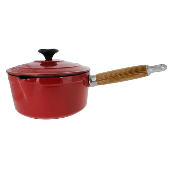 Chasseur 2.5 qt. Enameled Cast Iron Sauce Pan with Lid, Red