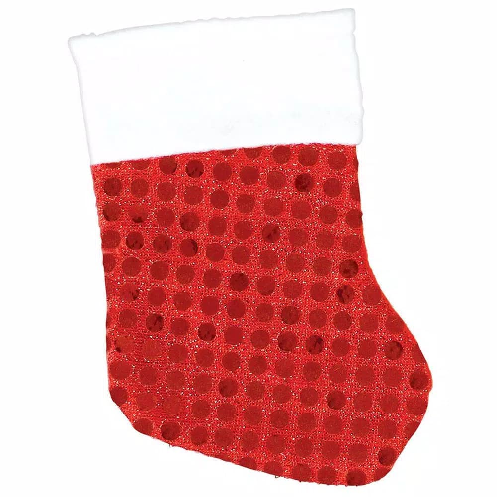 Amscan Red Sequin Mini Christmas Stockings, 5.5 x 3.5 in. Felt Ornaments (24-Count Bulk Pack)