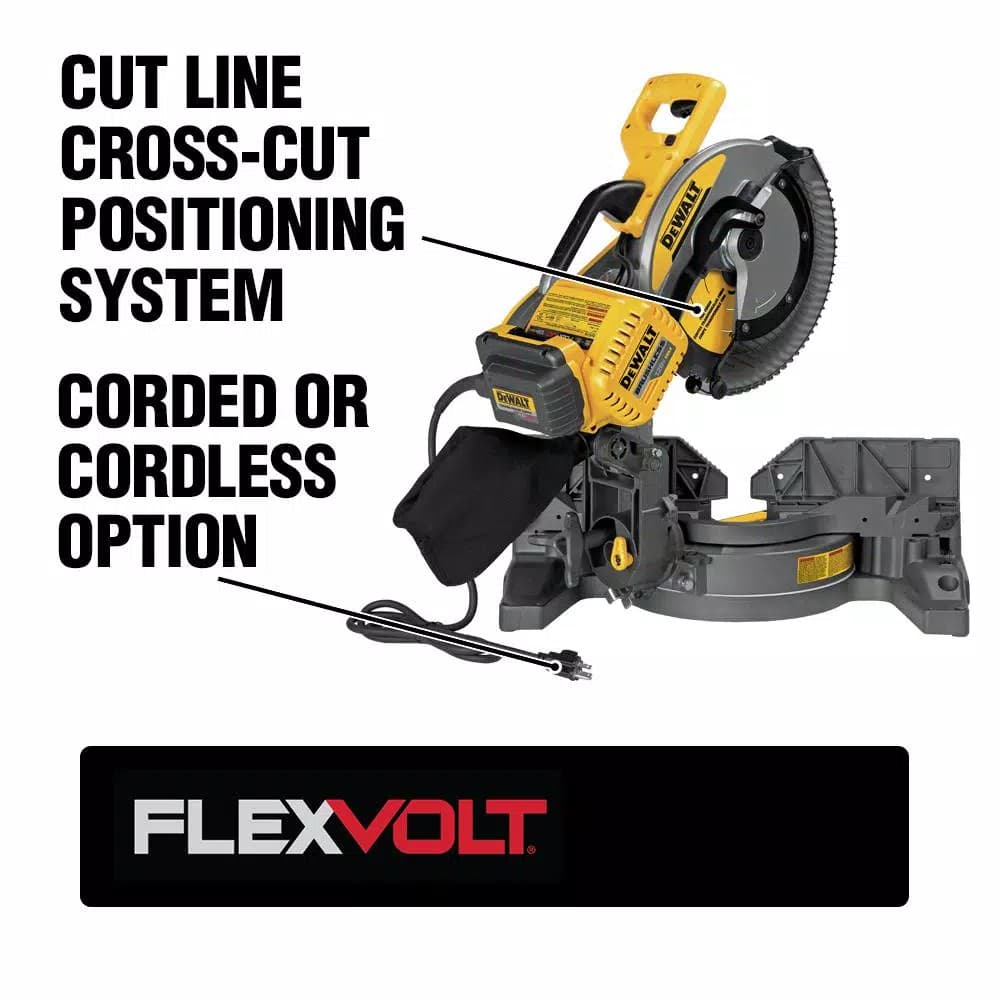 DEWALT FLEXVOLT 12 in. Brushless Compound Miter Saw, Hybrid Corded/Cordless with AC Adapter