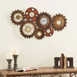 LITTON LANE 17 x 34 in. Rustic Industrial Gears Wall Clock, Distressed Iron Finish thumbnail 7