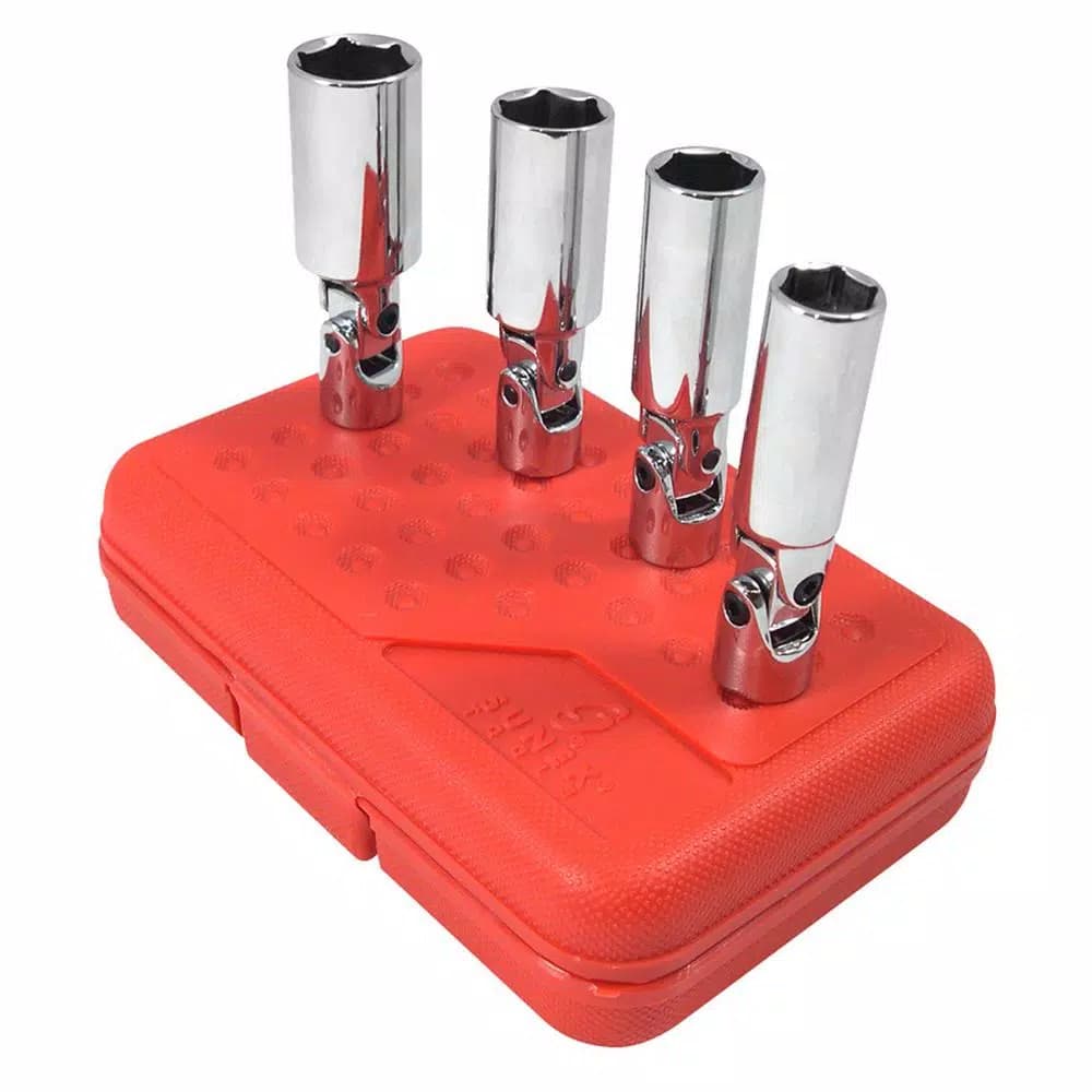 SUNEX TOOLS Universal 4-Piece Spark Plug Socket Set, 3/8 in. Drive, Metric, Deep Impact Sockets