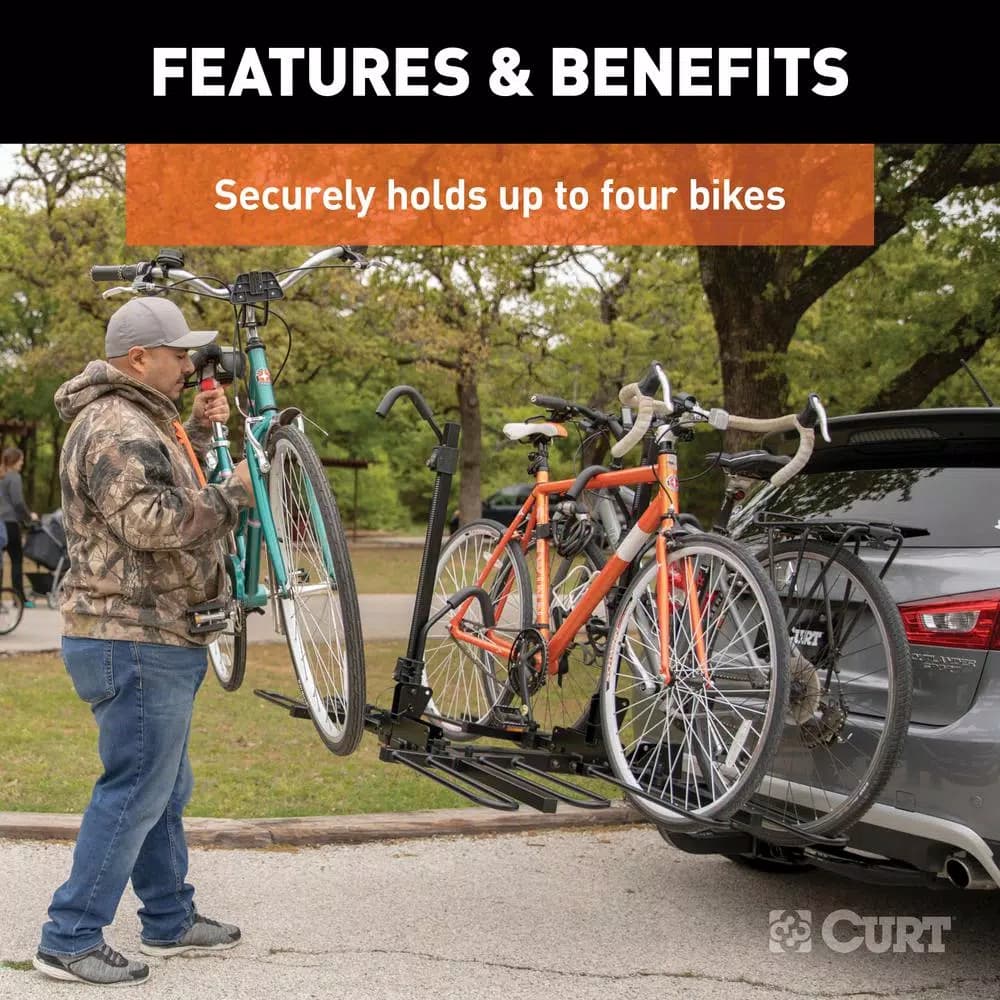 CURT 4-Bike Tray-Style Hitch-Mounted Bike Rack, 2 in. Receiver