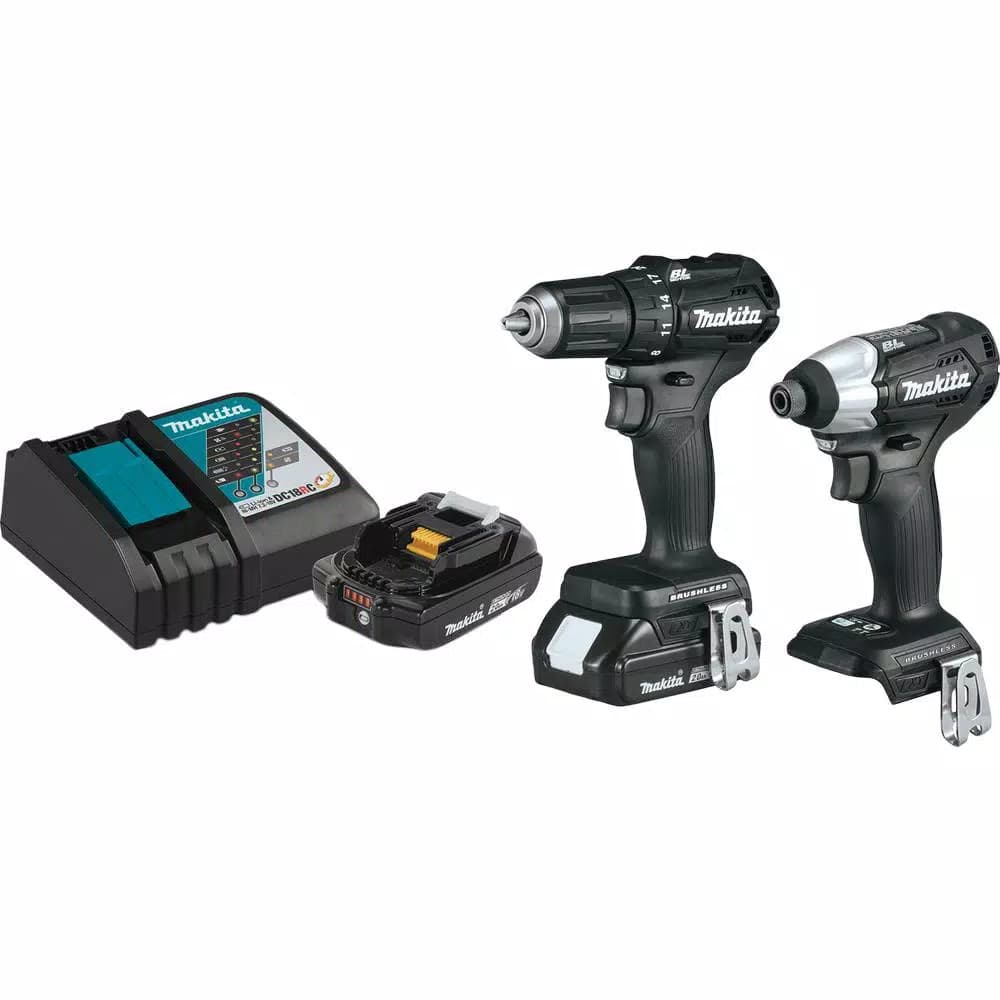 Makita 18V LXT Sub-Compact Brushless Cordless 2-Piece Combo Kit (Driver-Drill & Impact Driver) with 2.0Ah Battery
