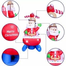 JOYDECOR 6 ft. Santa Claus on Helicopter Christmas Inflatable with Built-in LED Lights thumbnail 6
